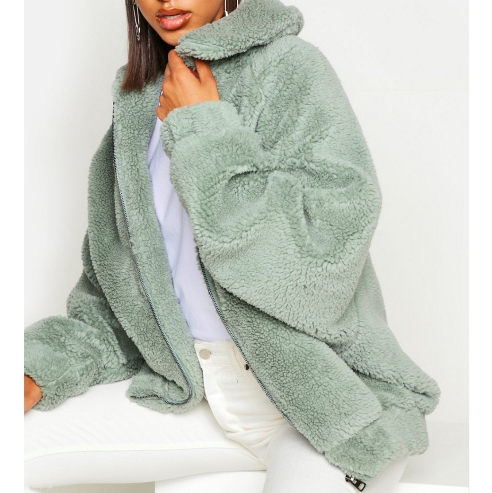 NWT Oversized Teddy Bomber Jacket